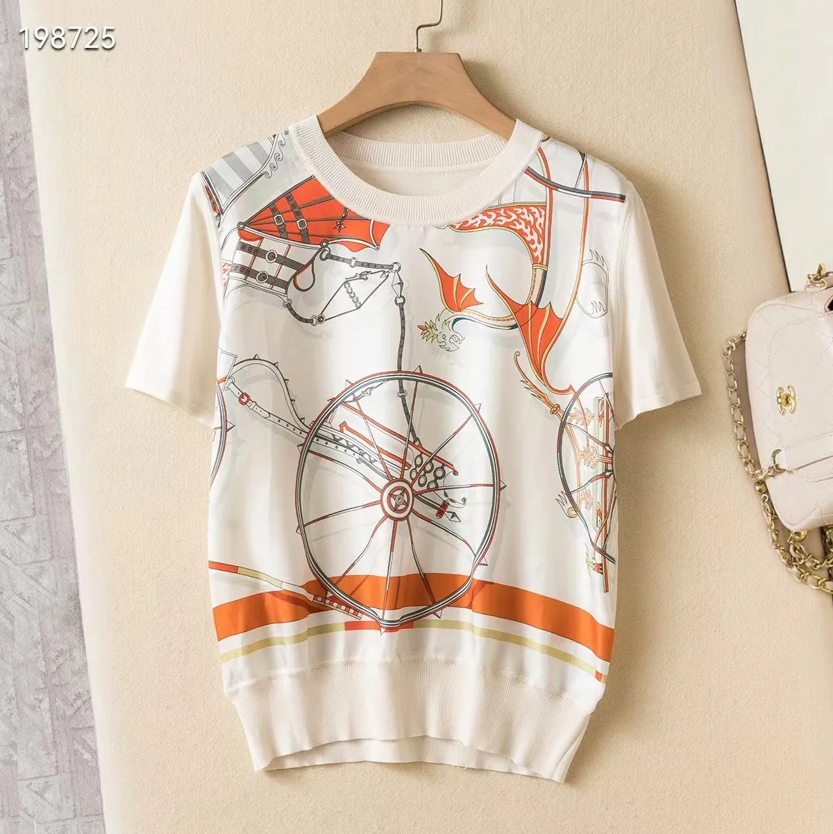 

wd0414 Fashion women Tops & Tees 2024 Popular European Design party style T-Shirts Women's Clothing