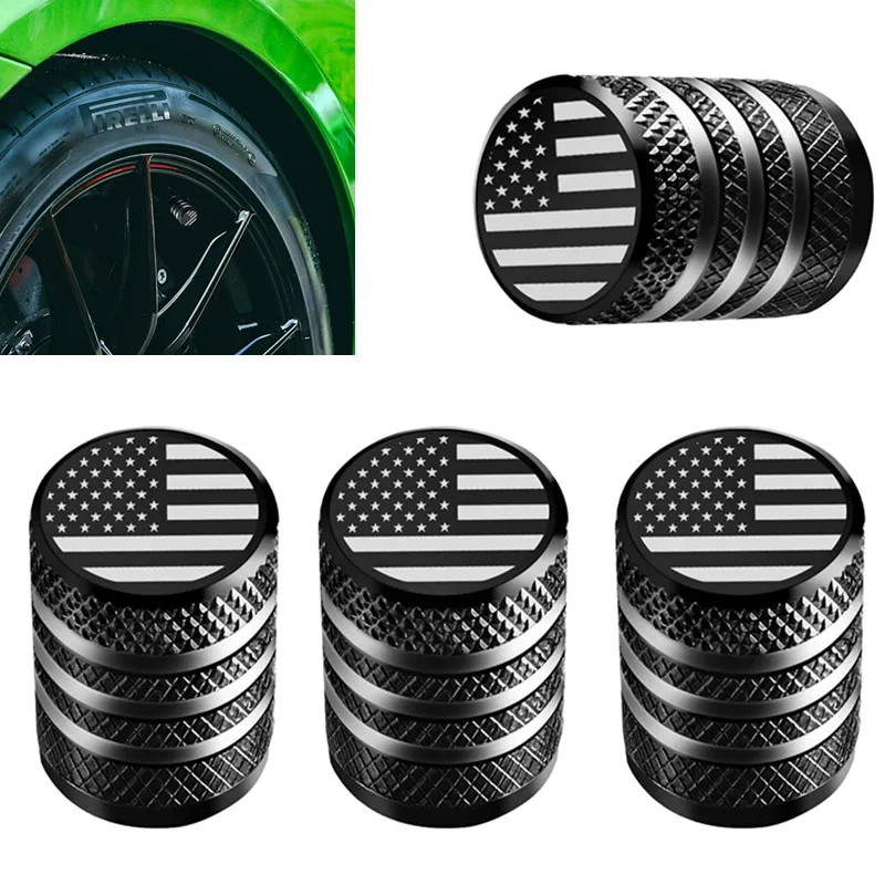 American Flag Tire Valve Stem Cap Covers - 4-Pack, Corrosion-Resistant & Leak-Proof