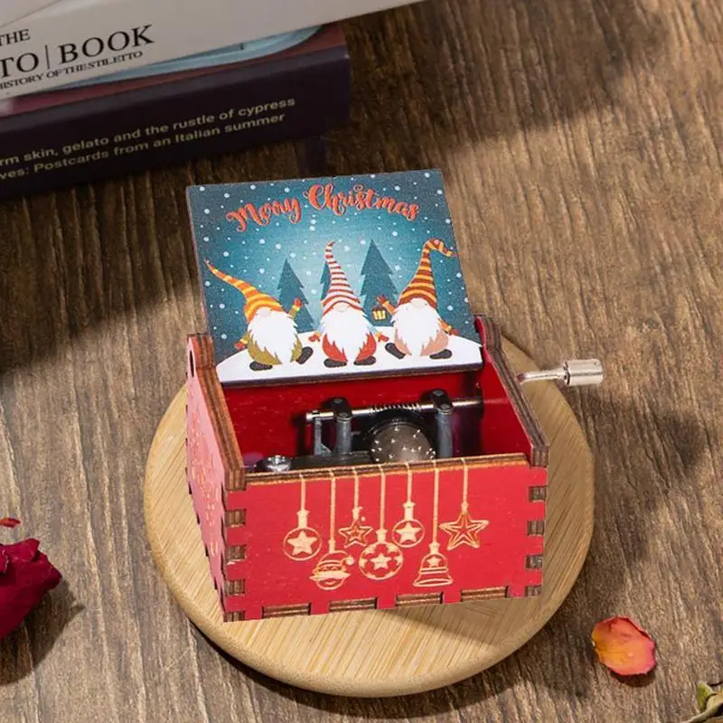 Merry Christmas Halloween Music Box Anime Theme Wooden Hand Cranked Musical Box Children New Year Birthday Gift
