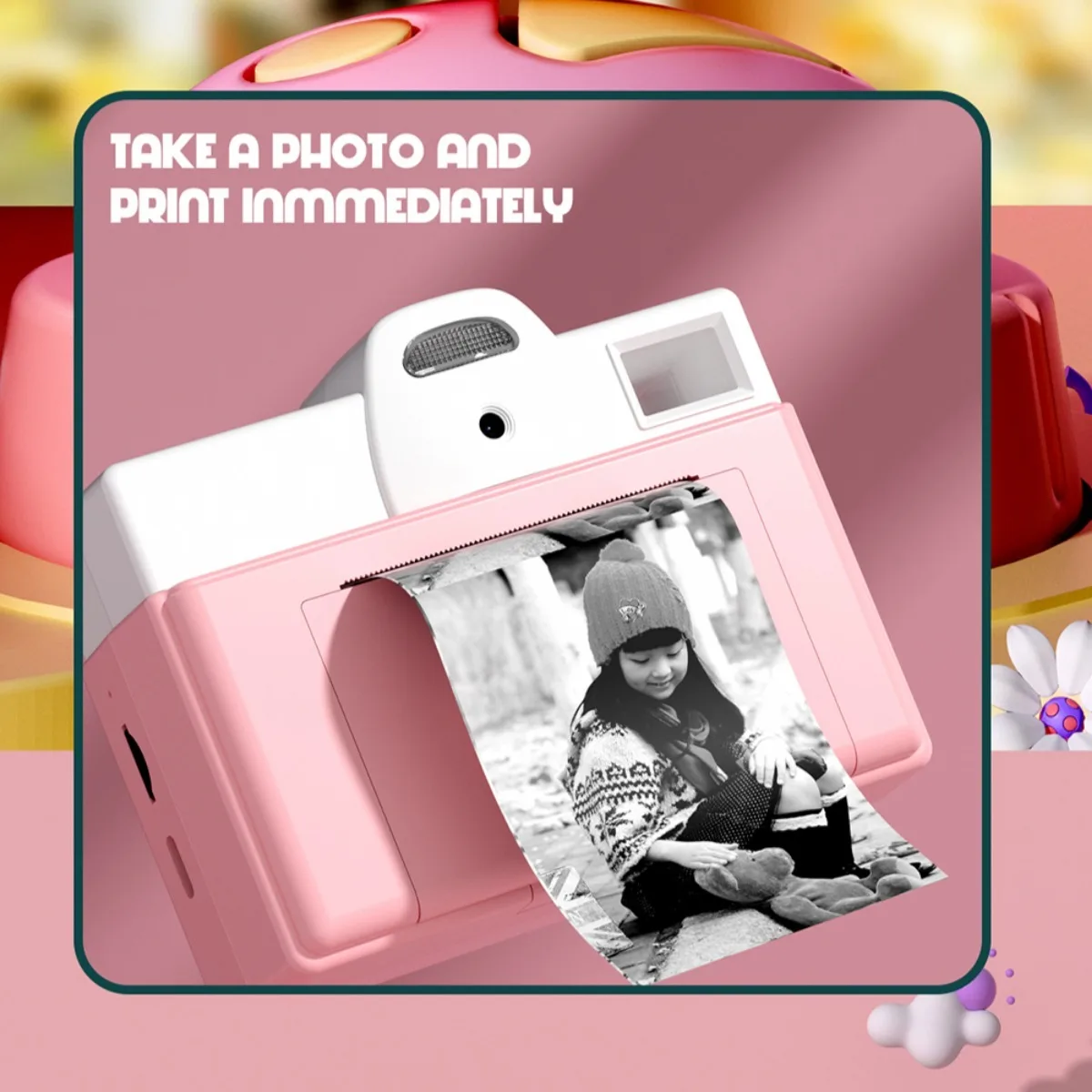 [Christmas Birthday Gift] Camera Printing Digital Camera Portable Printer for & Party, Vacation, Photo Booth Accessory