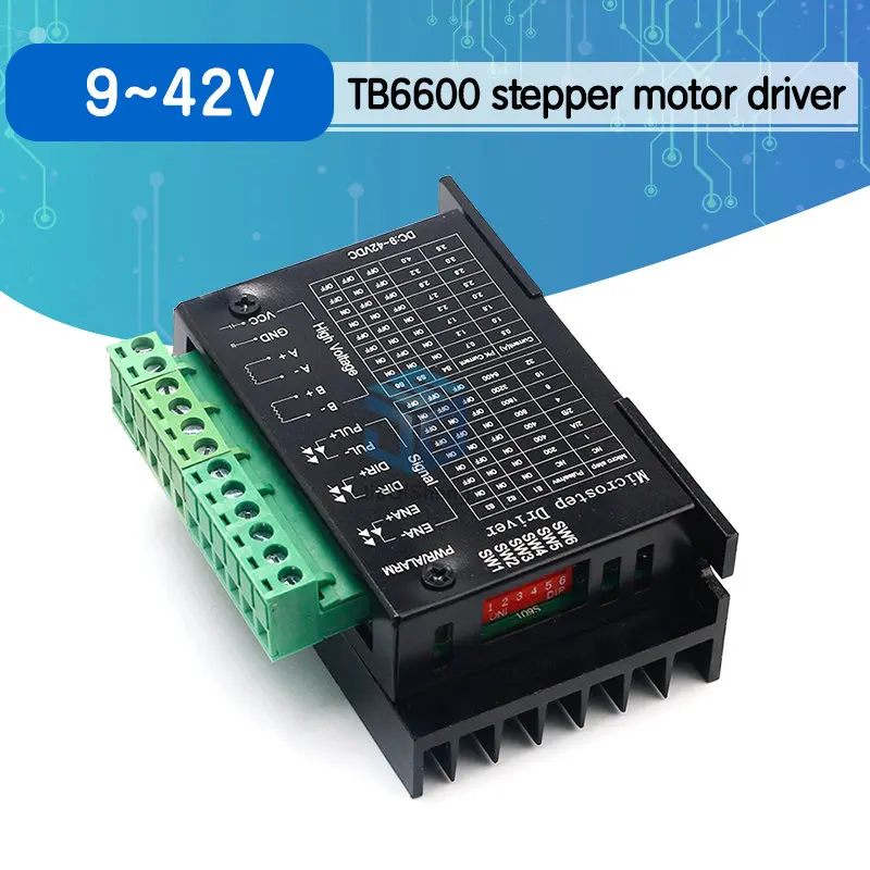 TB6600 Драйвер шагового двигателя 4A 9 ~ 42 в TTL 32 Micro-Step CNC 1 Ось Новый 2 или 4-фазный