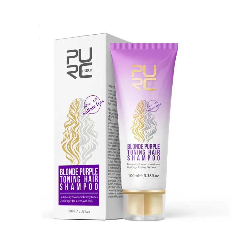 100ml PURC Blonde Purple Shampoo Color Protection After Removing Yellow and Brass Tinting Improves Itchy Scalp Moisturizing шампунь для волос gkhair global keratin moisturizing shampoo color protection 300 мл защита а