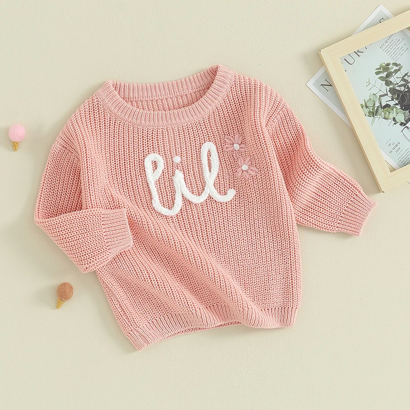 0-18M Baby Boys Girls Sweater Letter Flower Embroidery Cotton Warm Pullovers Fall Toddler Clothes Newborn Jumpers Tops