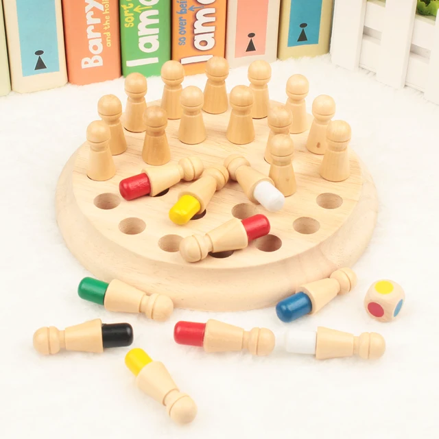 Montessori Chess Board Games for Kids Education Toys for Children Brain Teaser Wooden Toys Memory Match Chess Game  Kids Game 1
