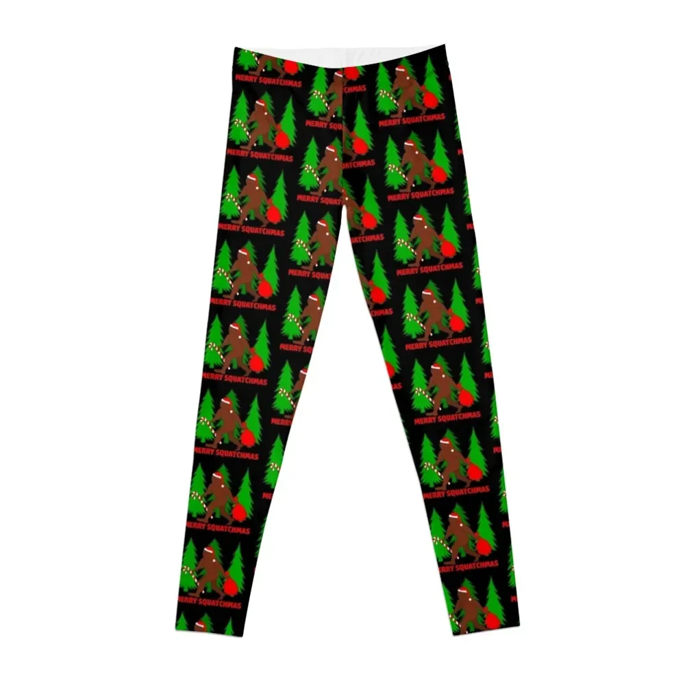 

Merry Squatchmas Funny Christmas Bigfoot Santa Leggings gym's clothing Fitness's gym clothes sportswear gym Womens Leggings