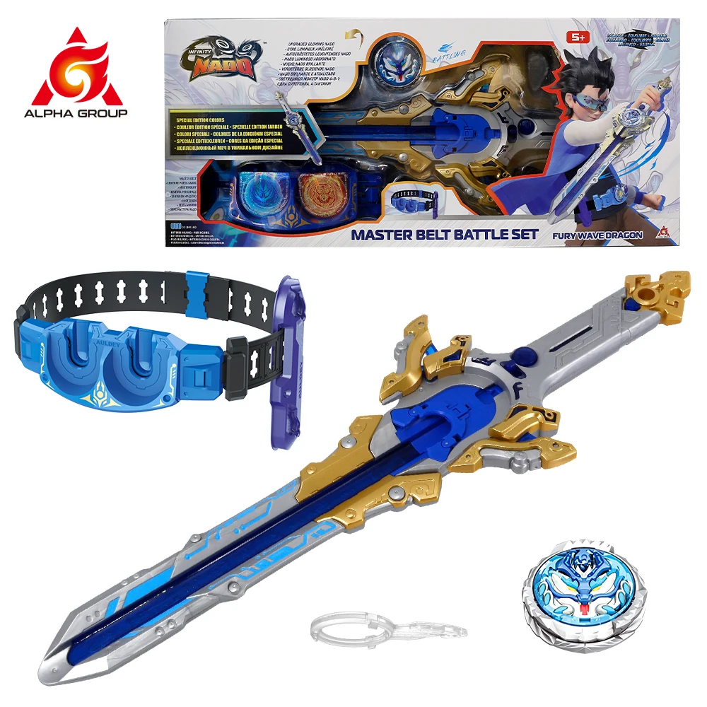 INFINITY NADO Master Belt Battle Set Sword Launcher Fury Wave Dragon Launcher Anime Kid Toy