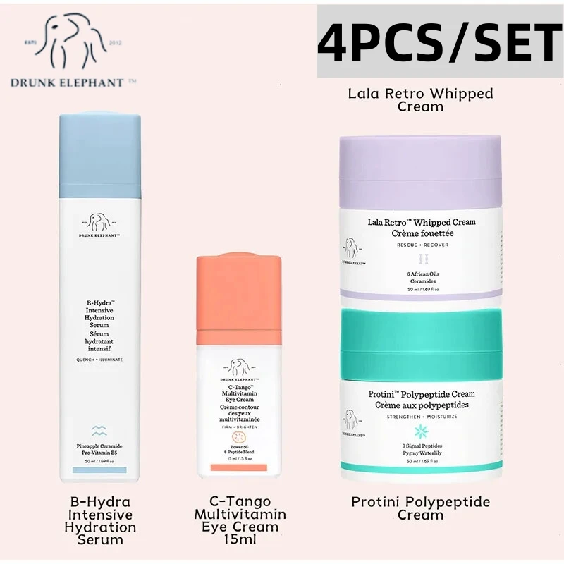 

4PCS Drunk Elephant Face Cream Protini Lala Retro Moisturizing Cream Primer with Amino Acids Anti-wrinkle Refreshing Skin Care