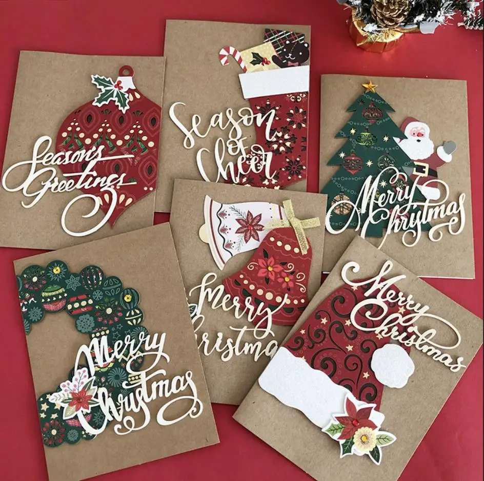 

20 шт., винтажная Рождественская открытка из крафт-бумаги