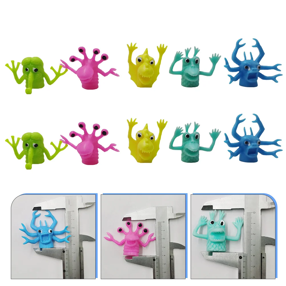 

10 Pcs Monster Finger Cots Toy Scary Alien Toys Creatures Color Beasts Puppets Little Tpr Aliens