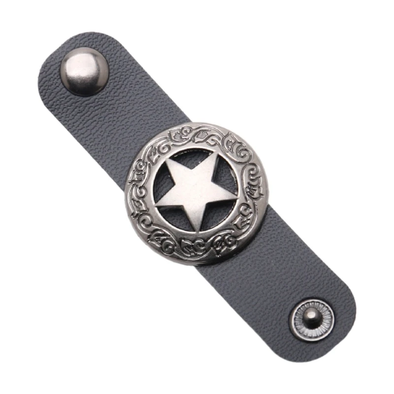 5Pcs Faux Leather Scarf Clasp Clips Cowboy Bandana Square Scarf Neckerchief Buckle Clothing Accessories