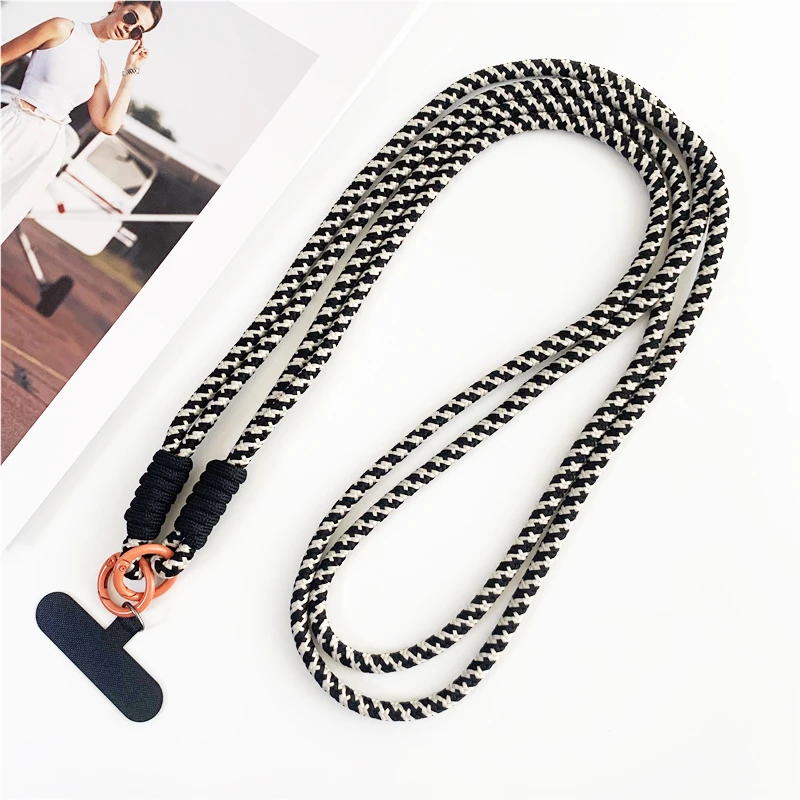 120cm Double Rope Crossbody Phone Lanyard with Anti-Loss Neck Clip