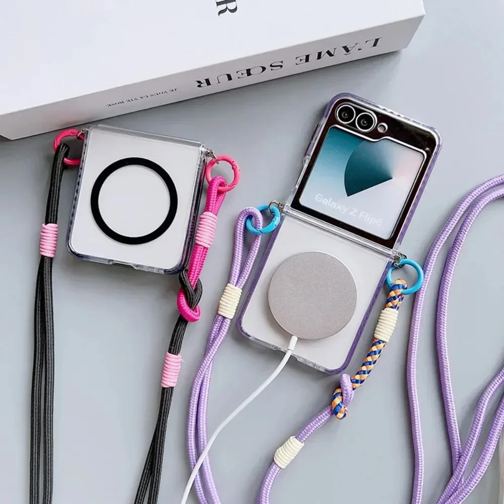 Magnetic Crossbody Lanyard Phone Case with Transparent Dual-Color Design