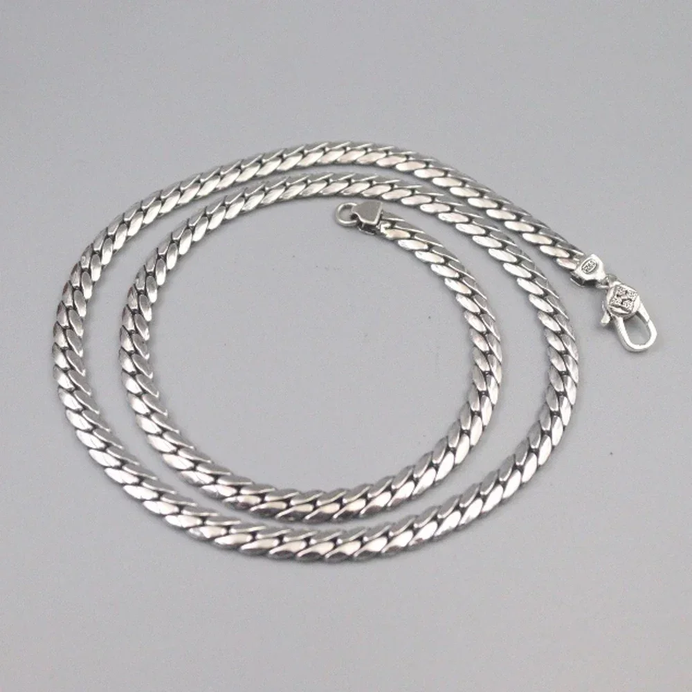 

Pure 925 Sterling Silver Necklace Width 5mm Tank Flat Curb Link Chain Necklace 50cm / 33-34g For Man Gift