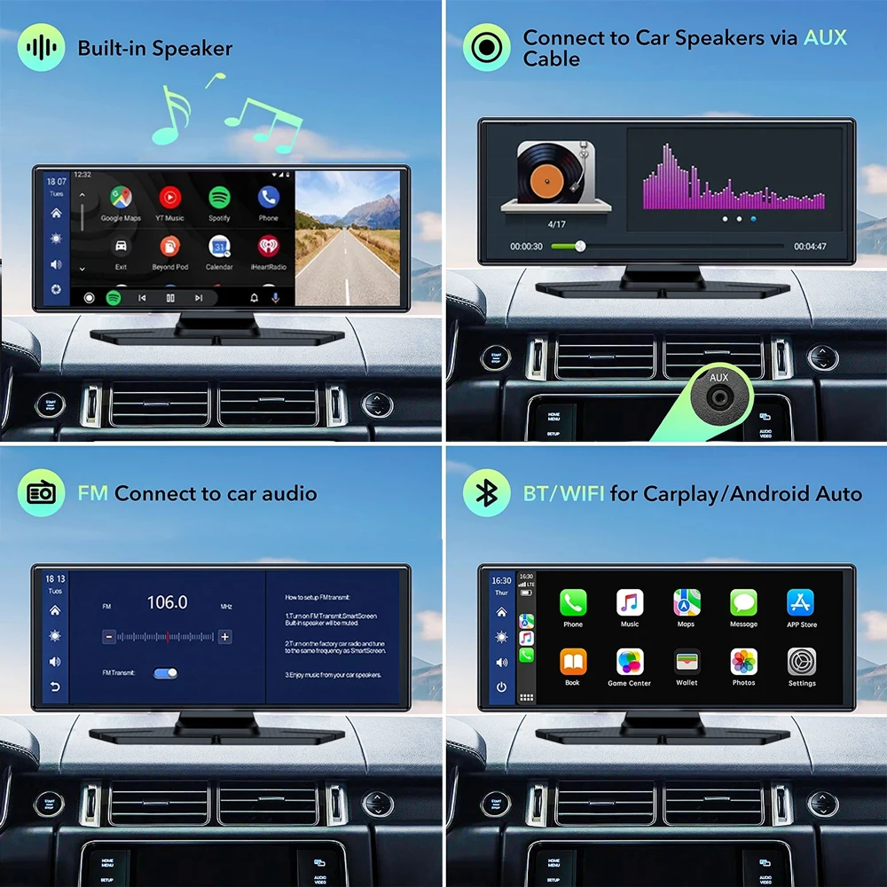   ڽ ķ Ʈ ī޶ ̺ , 10.26 ġ, 4K, 2160P, ī÷, ȵ̵, ڵ GPS, 5G, , FM, BT, ڵ Dvr