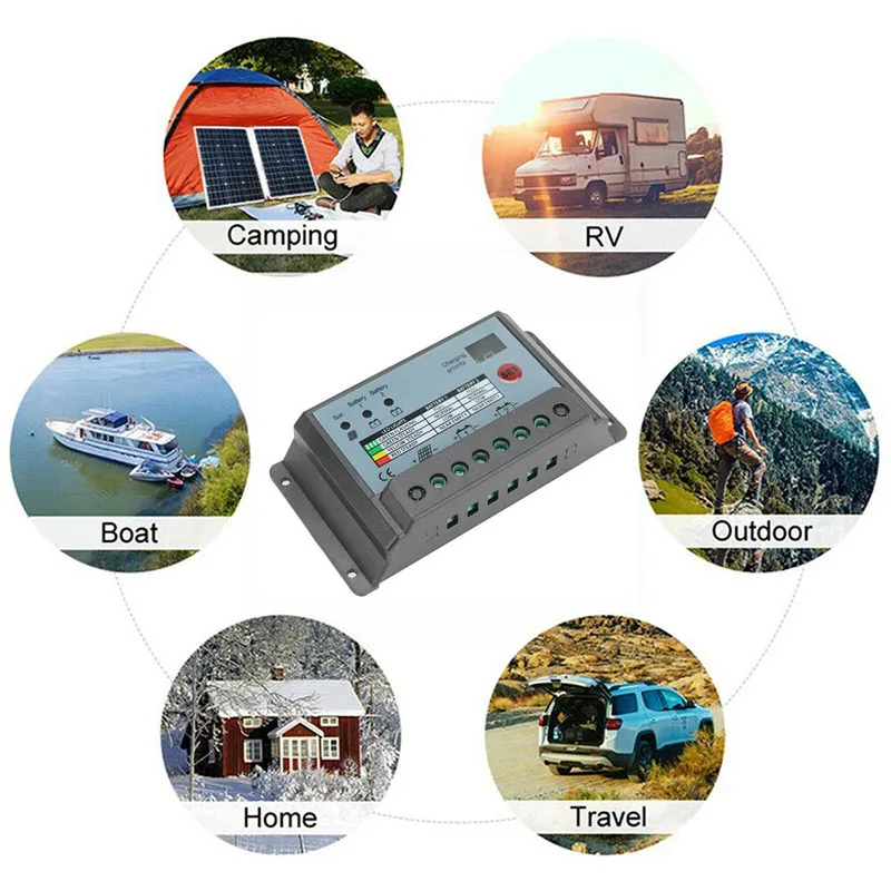 Dual-Battery Solar Controller - 10A/20A/30A PWM for 12V/24V Systems - Two Batter