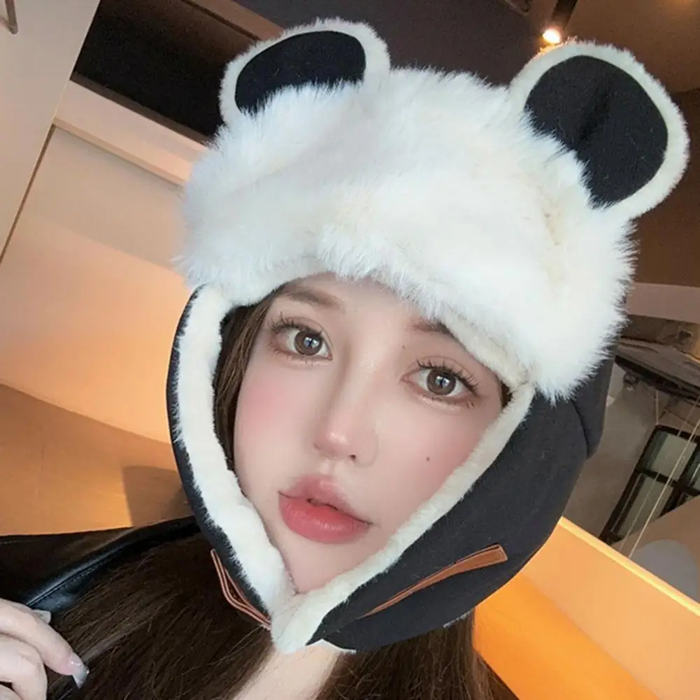 

Women Warm Earmuffs Riding Hat Ultra-thick Winter Warm Plush Hat with Cute Ears for Women Cold-proof Ear-flapped Hat with Super