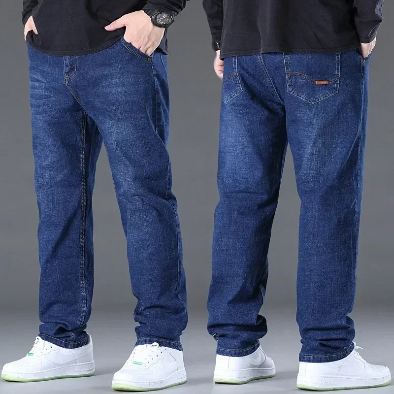 Loose Jeans Men 150KG Straight Stretched Plus Size 50 48 46 44 Denim Pants Elastic Male Casual Large Work Wear Classic Trousers 3