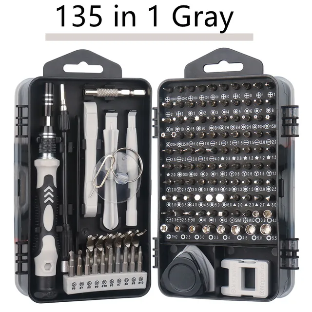 Mini Precision Screwdriver Set Magnetic,135/115 in 1 Electronic Repair Tool Kit for Iphone,Computer,Laptop,Tablet,Android 135 in 1 Gray