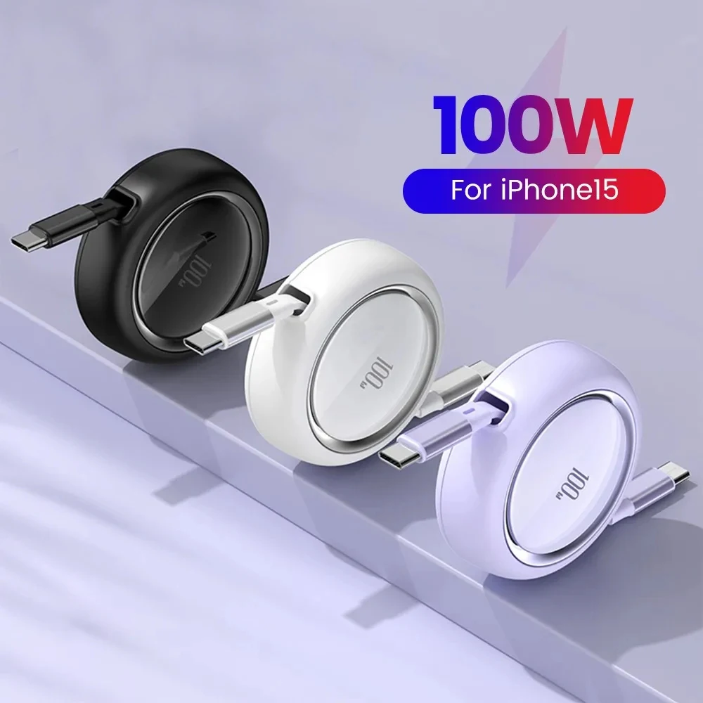 Cavo Dati Retrattile Da Usb C A Tipo C Da 100W Per Iphone 15 14 11 Pro Max Macbook Ipad Xiaomi Oneplus Samsung