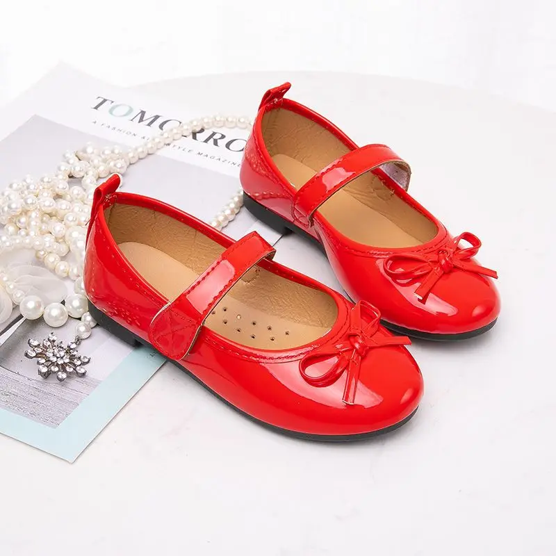 Kids Bowknot Princess Shoes Girls Flat Leather Spring Autumn For 3 4 5 6 7 8 9-15T New leather shoes girls shoes girls flats
