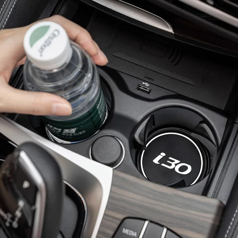 2pcs Non-slip Car Cup Holder Insert Coasters Pads for Hyundai ix35 i30 Car Bottle Holder Coaster Auto Interior Cup Mat