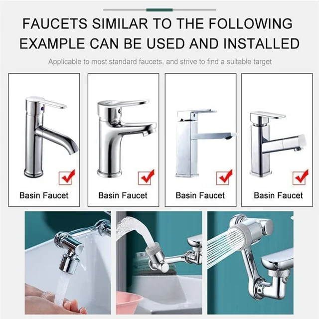 1080° Rotary Extender Faucet Aerator Robotic Arm 99% Universal Tap 22/24mm Adaptor for Kitchen Washbasin Faucets Bubbler Nozzle 5