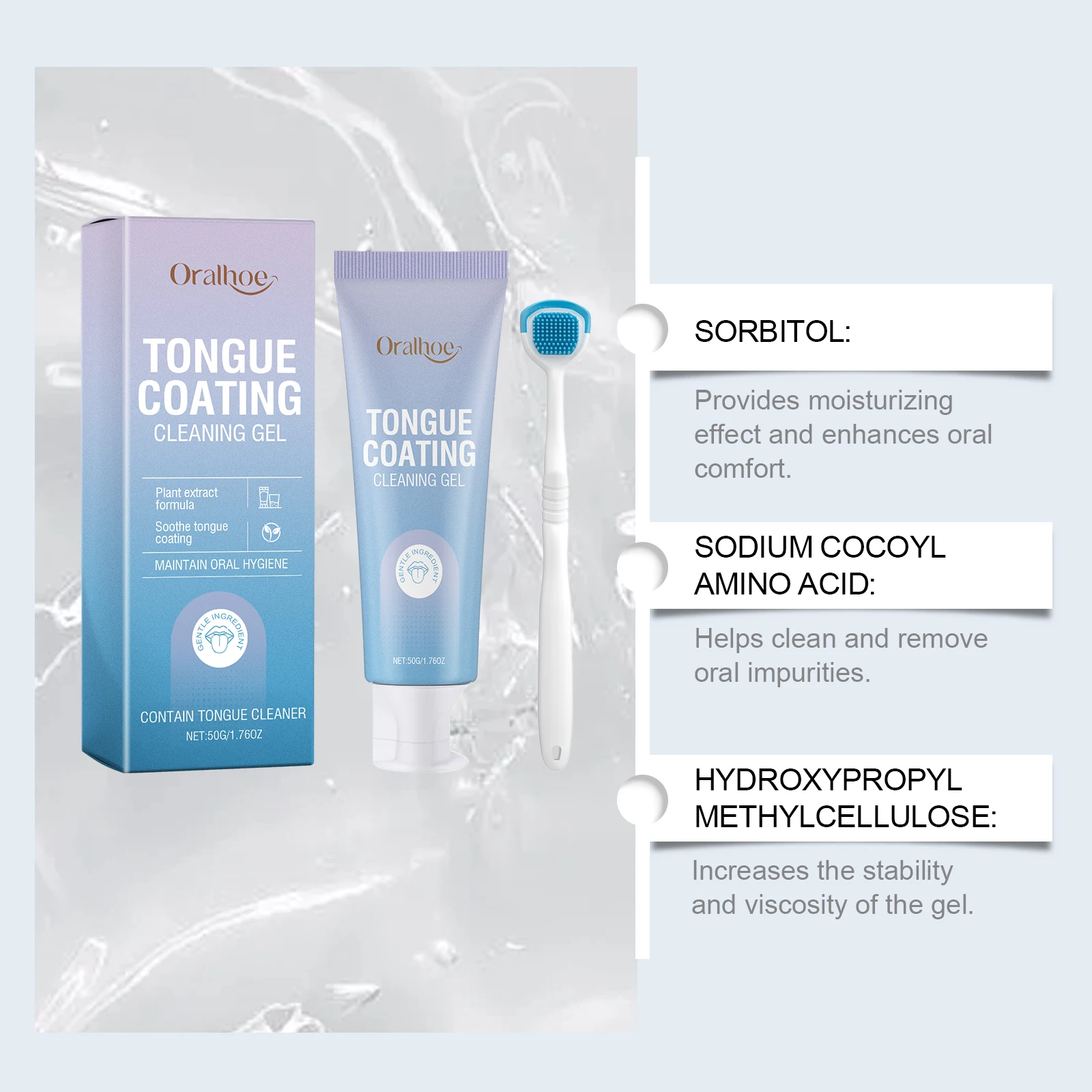 Tongue Cleaner For Remove Tongue Coating Inhibit Oral Bacteria Improve Bad Breath Freshener Tongue Cleansing Gel Toothbrush Set