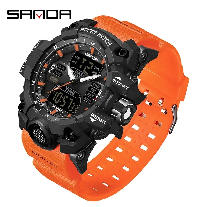 SANDA 6126 Military Man Alarm Stopwatch Quartz Wristwatch