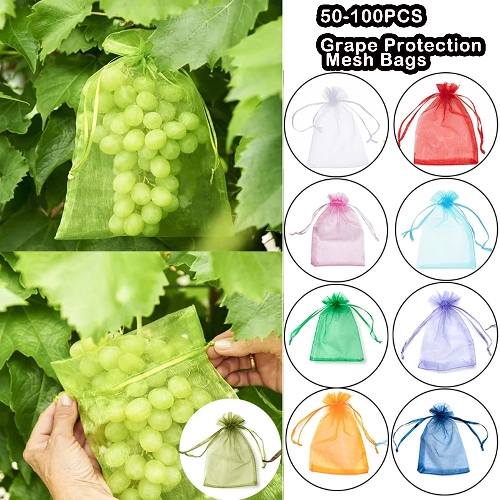 Description Picture 6 of item20-100PCS Vegetable Grapes Fruit Grow Bags Fruit Protection Bags Garden Anti-Bird Netting Mesh Bag Orchard Strawberry Plant Bags