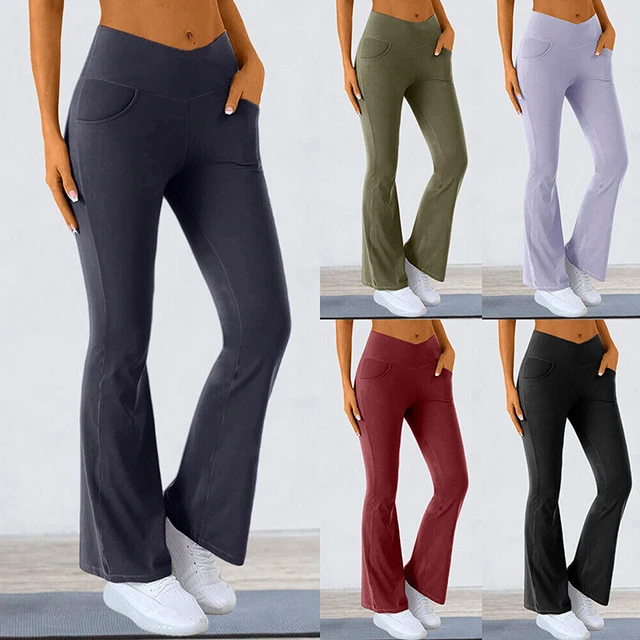 Yoga Casual Hip Lift Fitness Micro Flare Pants High Waist Yoga Flare Pants  Women Crossover Design Dance Sports Wide Leg Pants - AliExpress