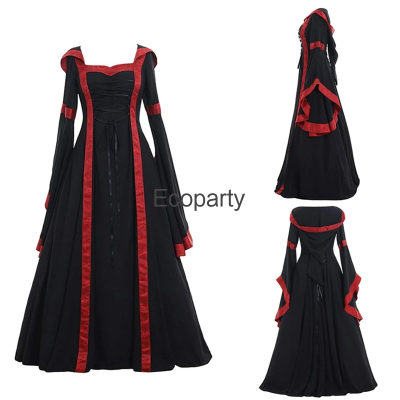 

Women's Vintage Victorian Dress Medieval Renaissance Gothic Dresses Floor-Length Hoodies Flare Sleeve Princess Cosplay Costumes