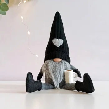Knitted Coffee Gnome Plush Faceless Doll Hanging Leg Halloween Gnomes Ornament Farmhouse Festival Plush Doll Christmas Decors 4