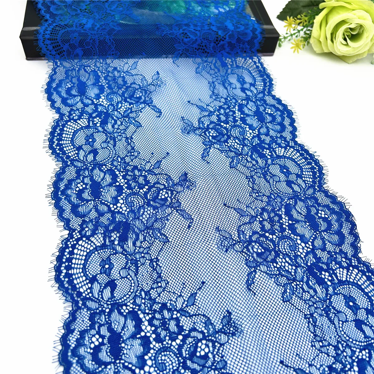 3y/lot Width 22cm Dark Blue Elastic Stretch Lace Trim 1