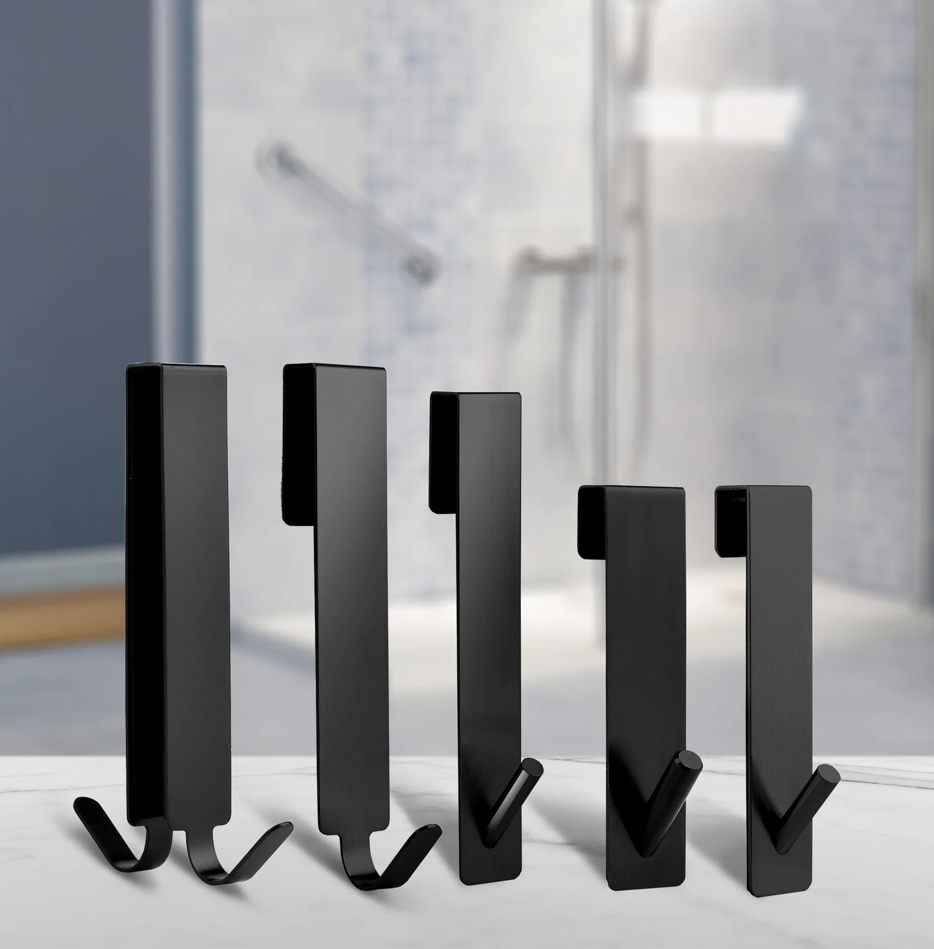 Stainless Steel Over Glass Door Shower Towel Rack S-Shape Bathroom Bathrobe Hanger Holder Hooks multifunctional hooks shower towel rack heavy duty hooks