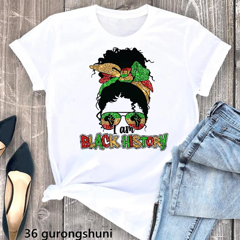 

Sunflower Butterfly Melanin Queen Print Tshirts Women Fashion Black Girls Magic T Shirt Femme Summer White Short Sleeve T-Shirt