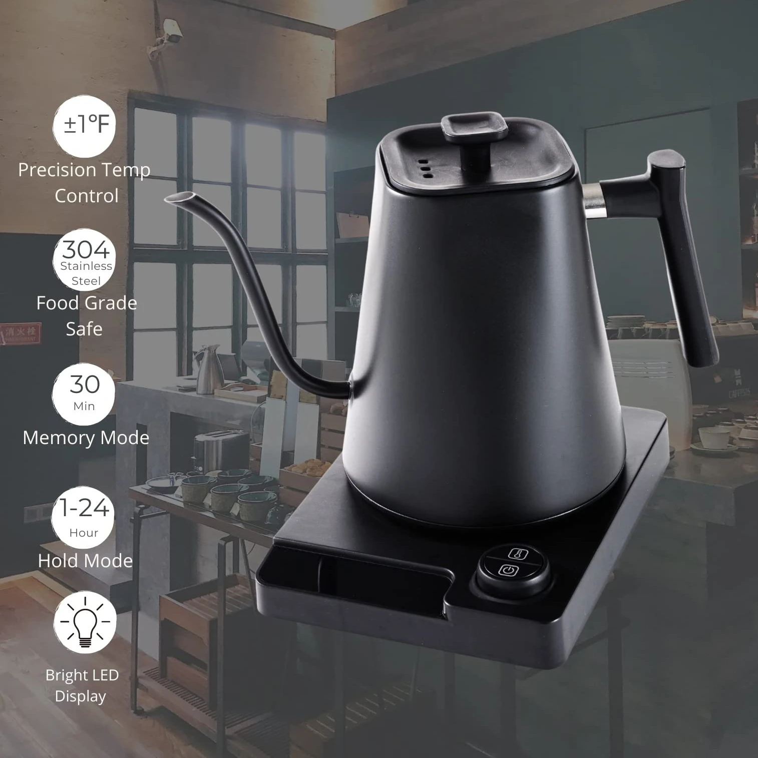 

Electric Kettle Hand Brew Gooseneck Kettle Quick Boil Water Bottle Thermostat Coffee Pot Home Make Teapot for Kitchen