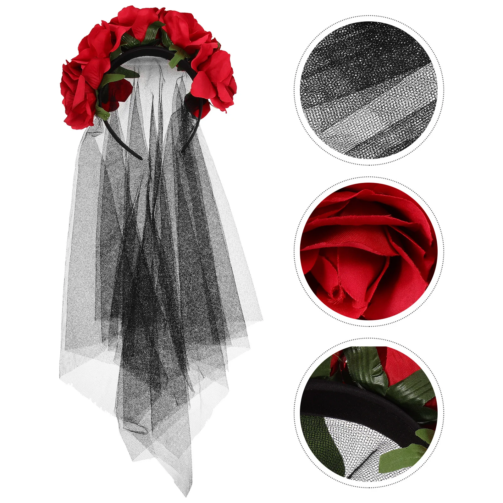 

Headbands Rose Flower Gauze Cloth Veil Gothic Lolita Floral Hair Party Supplies Costume Photo Booth Red