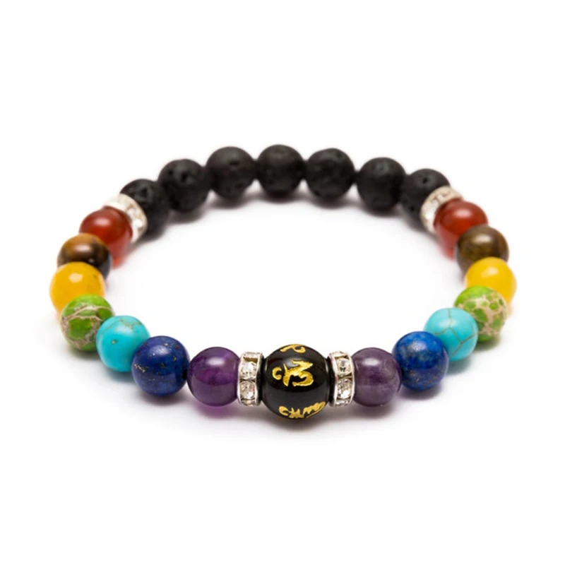 7 Chakra bracciale con significato Cardfor uomo donna cristallo naturale guarigione ansia gioielli Mandala Yoga meditazione braccialetto regalo