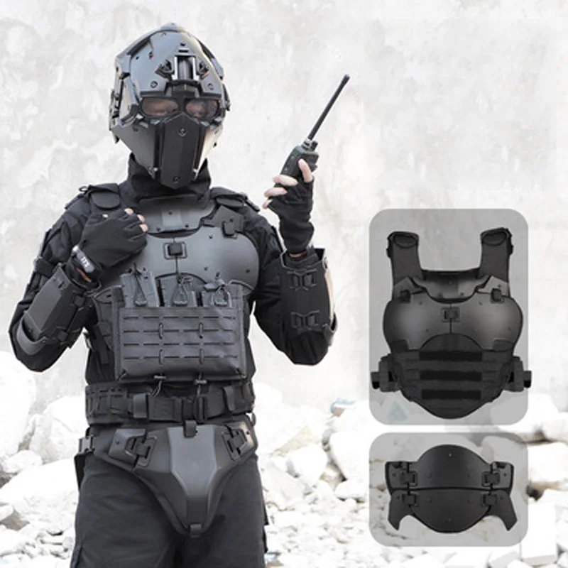 

Bulletproof Plate Tactical armor suit with elbow breastplate, crotch waist seal and adjustable PC material