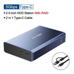 Acasis Dual Bay External Hard Drive Enclosure with RAID Array and Type C Connectivity (2.5 hdd case)