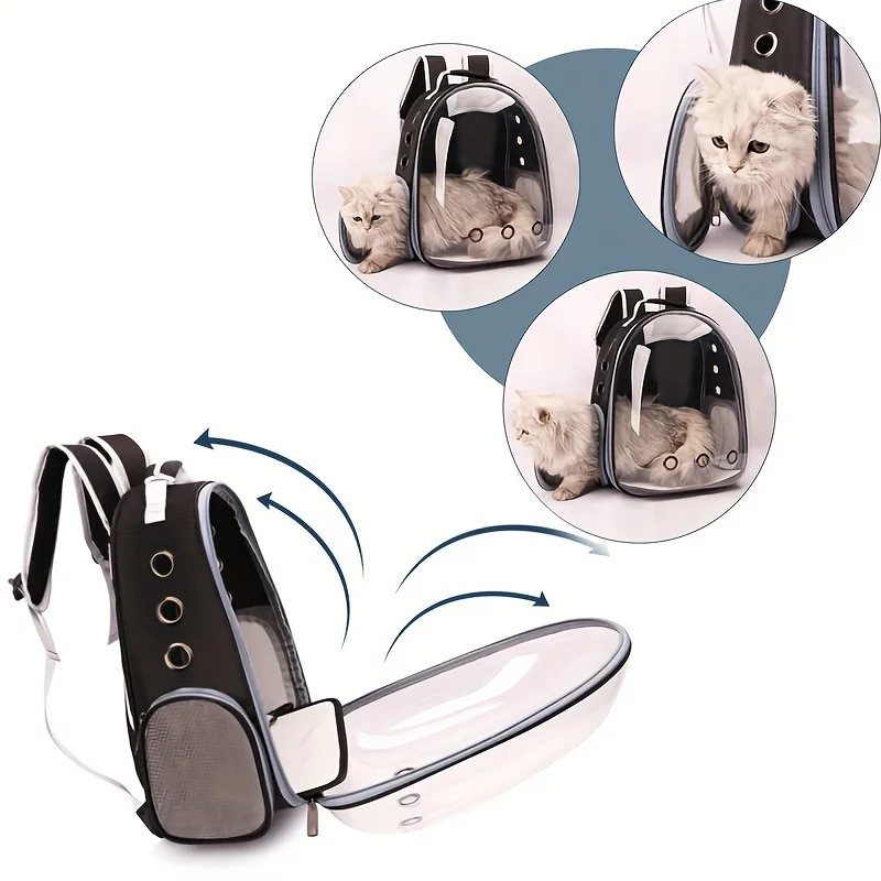 Large Capacity Baisher Pet Carrier Backpack, Durable Transparent PC Material, Zip Closure, Space Capsule Design for Cats