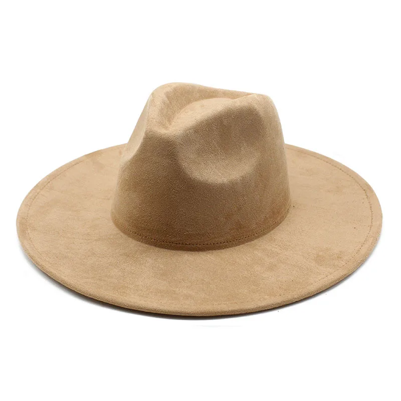 9.5cm Big Brim Suede Top Hat For Women Men Fashion Peach Heart Top Jazz Fedora Hats For Party Wedding Felt Cap fashion hat