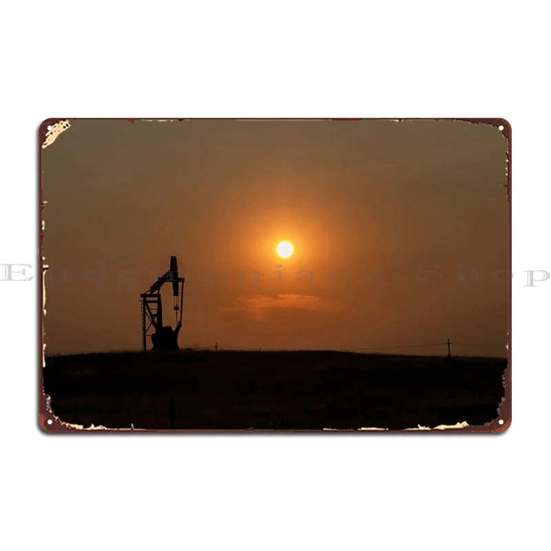 

Sunset In Oil Country Metal Sign Mural Home Bar Cave Character Cinema Tin Sign Poster