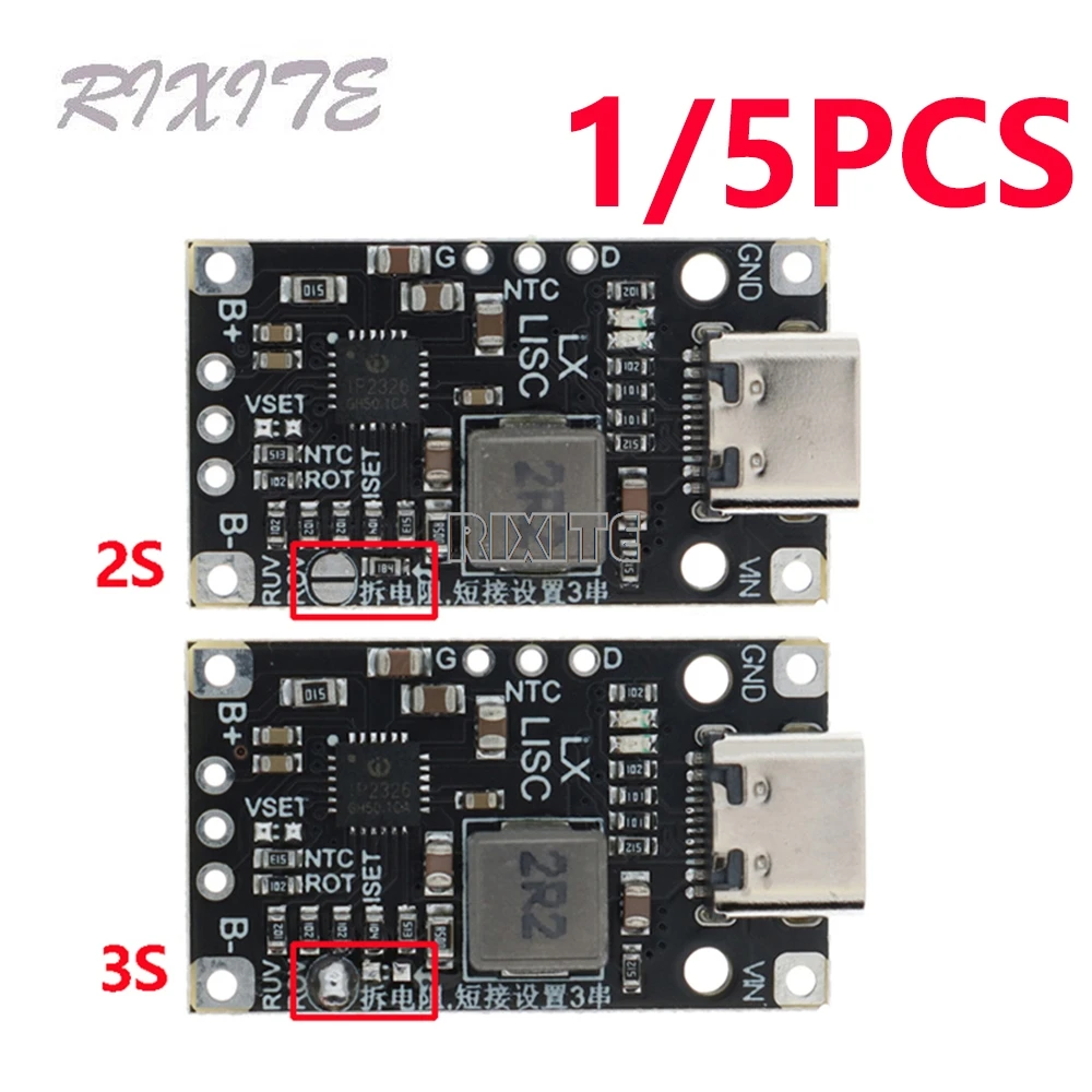 1/5PCS High-power Lithium-Batterie Pack Lade Board 2S/3S BMS Boost Schnell ladung/3,7 V Polymer/UAV Lade Modul Typ-C USB