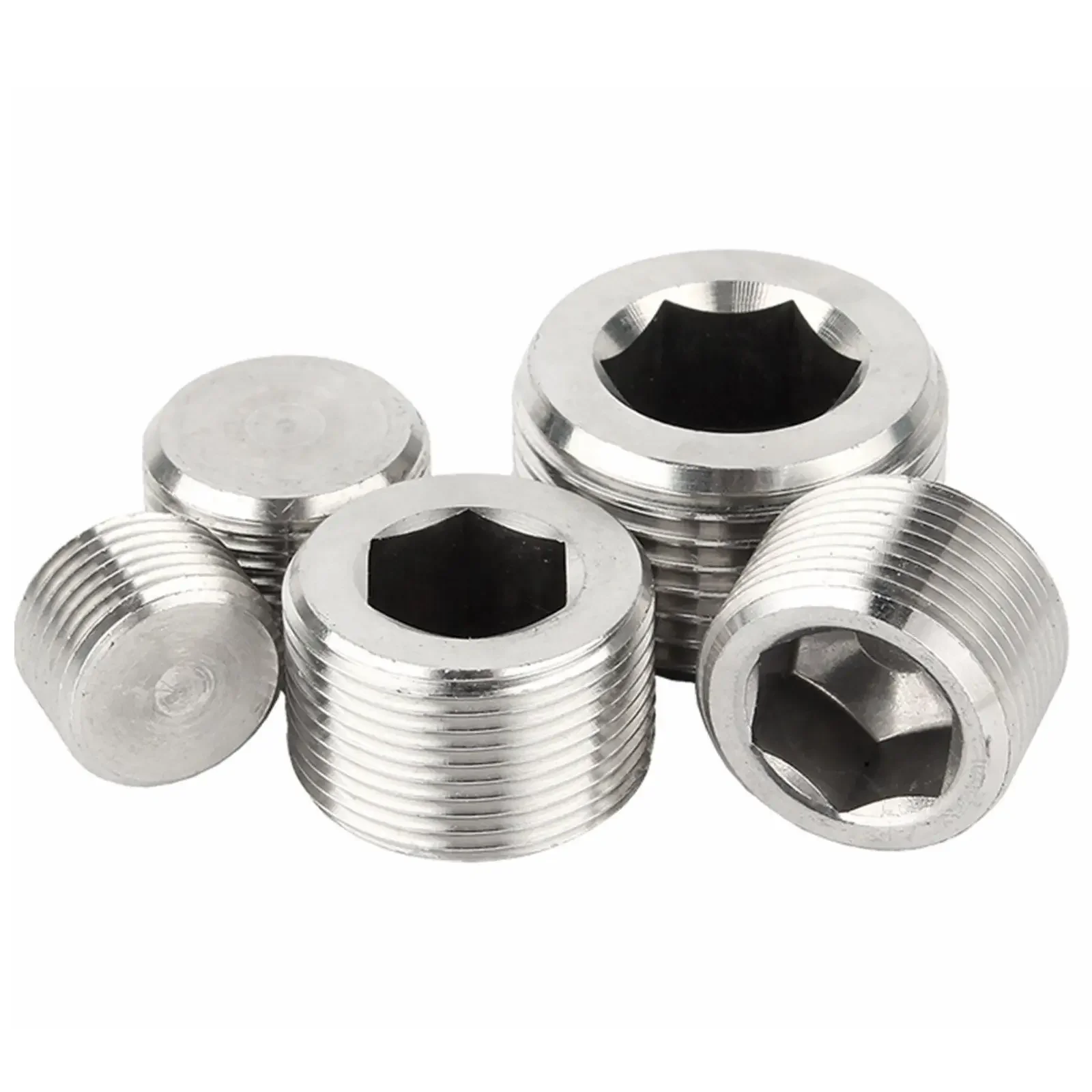 Hex Socket M8x1 M10x1 M12x1.5 M16x1.5 M20x1.5 M24x1.5 Metric Thread Male 304 Stainless Steel Countersunk End Plug pipe plug