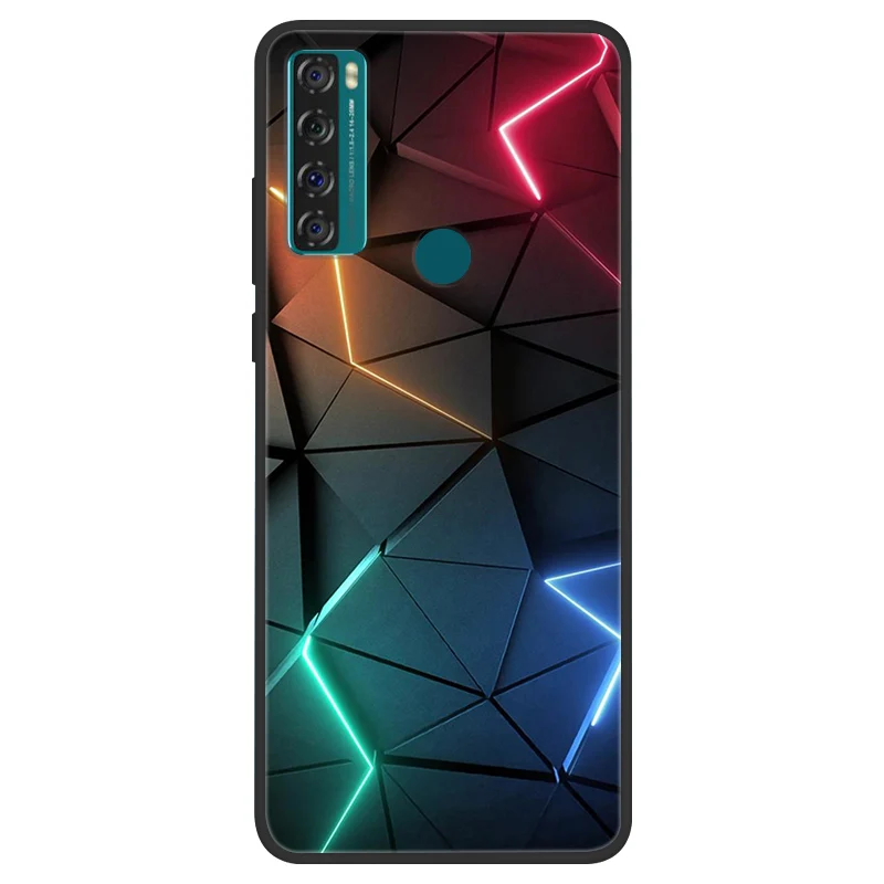 Space Painted Black Silicone TPU Case - Protective Shell Cover