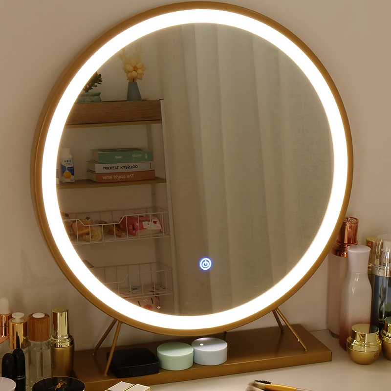 

Bedroom Luxury Circle Mirror Makeup Small Desk Girls Bathroom Mirror Vanity Nordic Espelho Decorativo Room Decoration Aesthetic