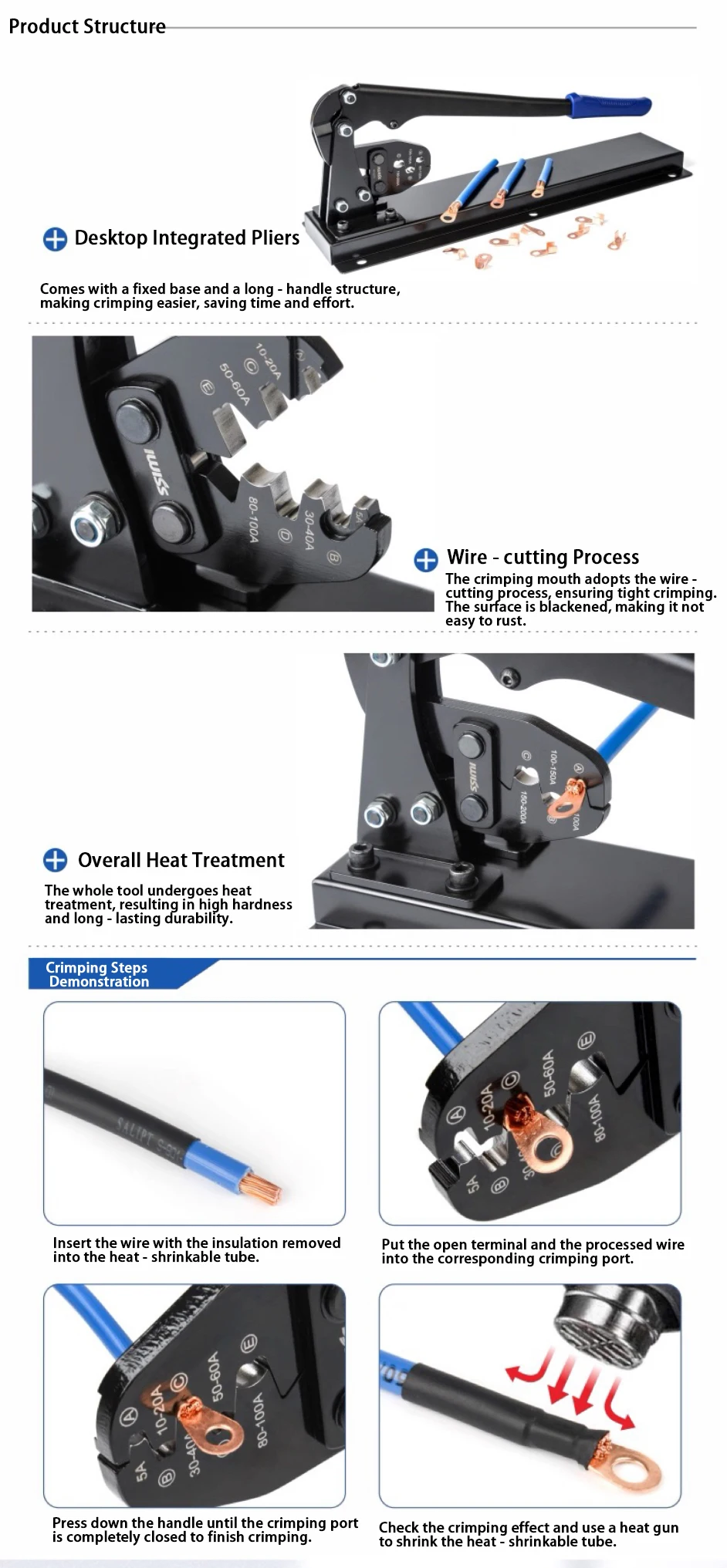 Desktop IWS - 8200DT OT Open Nose Crimping Pliers U shaped Cold pressed Terminal