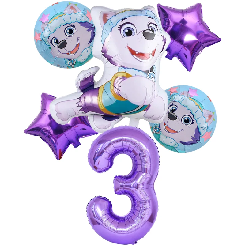 6-teiliges neues Paw Patrol Geburtstagsballon-Set mit Ryder Rocky Zuma Everest Folienballons, lustiges Kinderparty-Dekorationszubehör – Detail 4