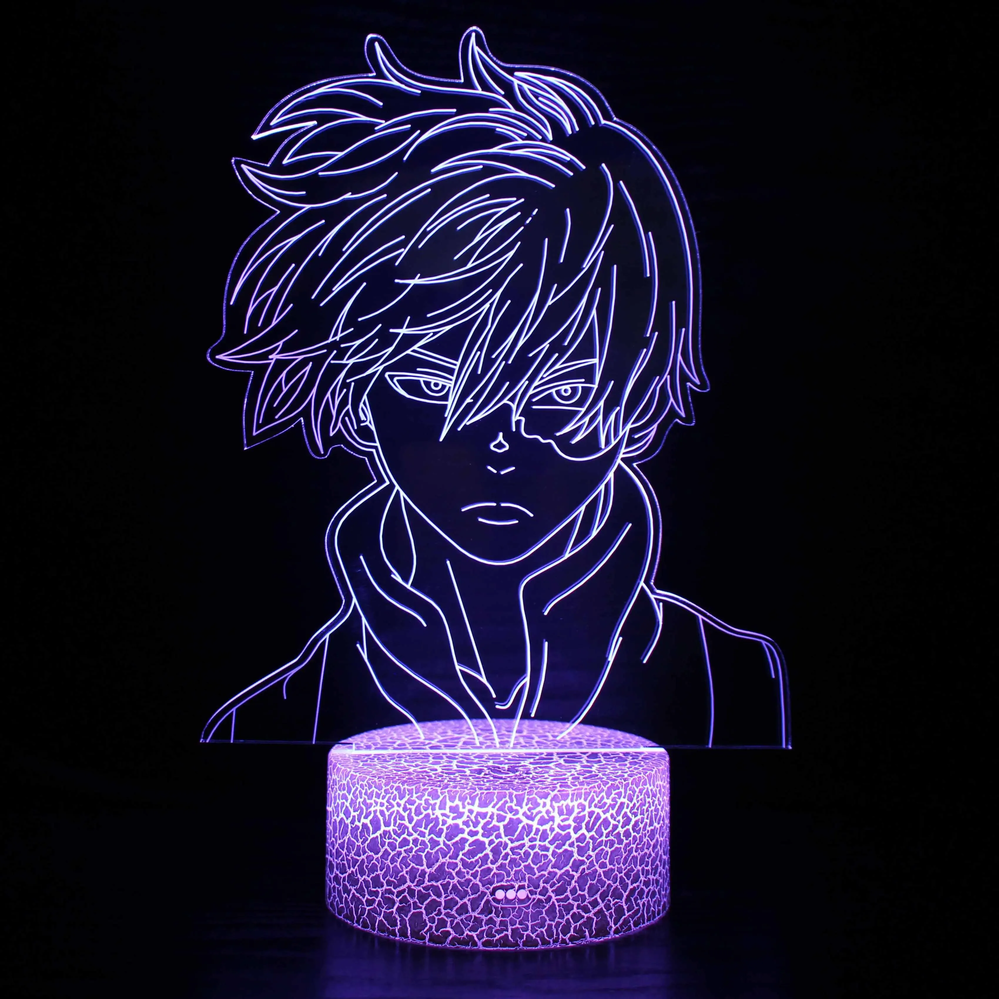 

Anime My Hero Academia Shoto Todoroki Face Design Led Night Light Lamp for Kids Child Boys Bedroom Decor Acrylic Table Lamp Gift